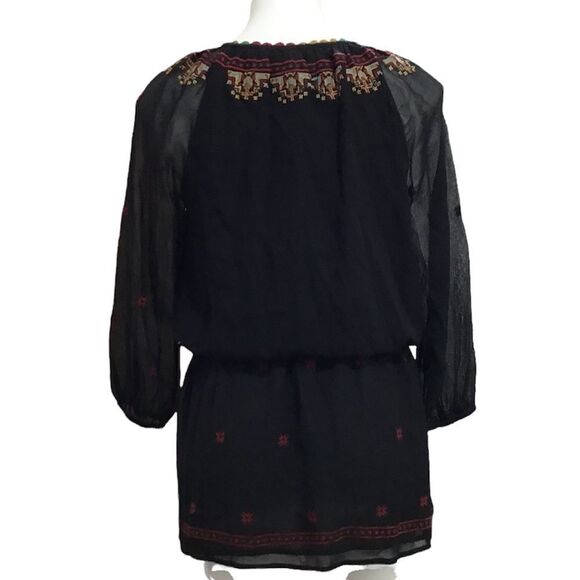 Joie Geromine Black Mini Dress Silk Floral Embroidered Mini Dress New Size XS - Picture 4 of 10